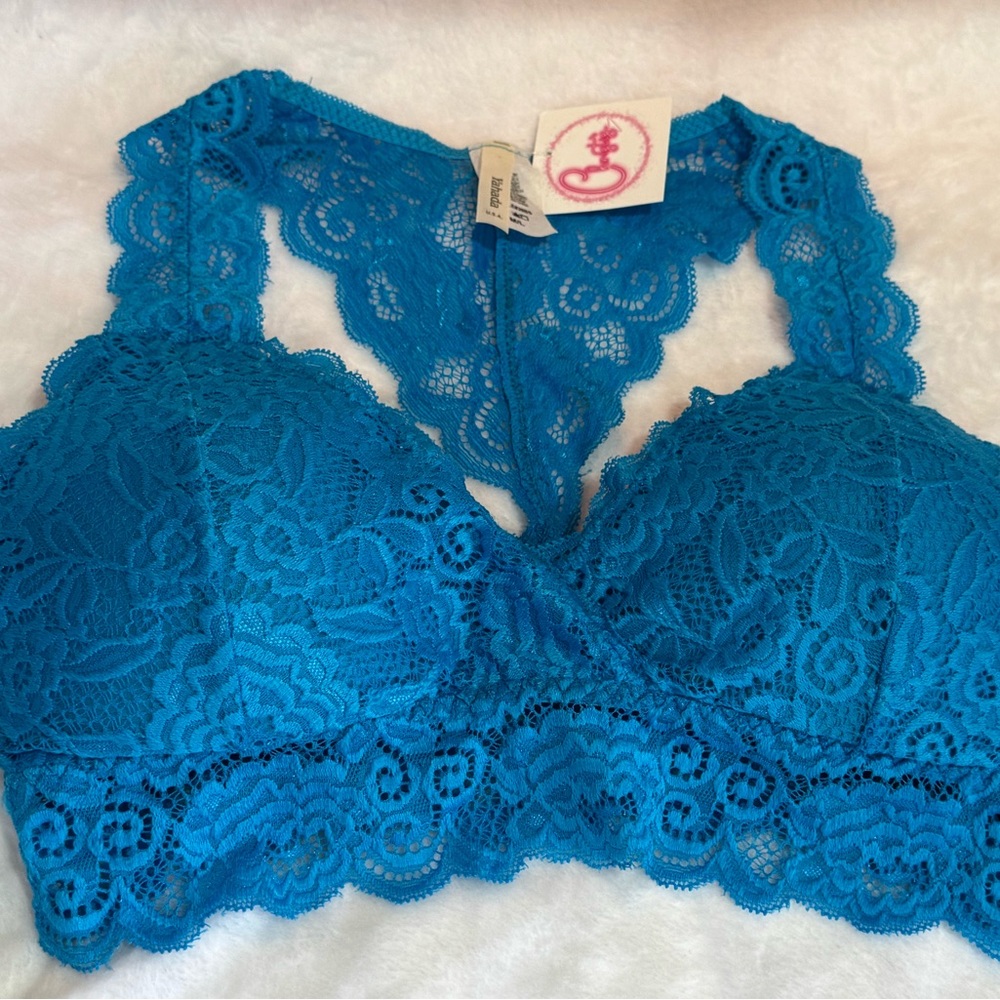 Ash Bright Teal Lace Racerback Bralette